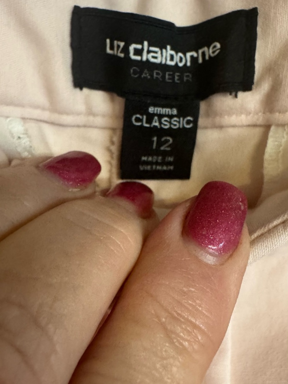 LIZ CLAIBORNE  EMMA CLASSIC Blush Pink SPRING/SUMMER CAPRI PANTS   SIZE: 12  #14 - Picture 6 of 6
